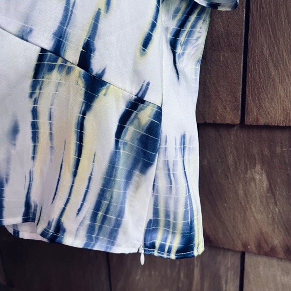 DKNY Women's Short Puff Sleeve Ruched Tie Dye Blouse Top Size XL - Picture 9 of 15